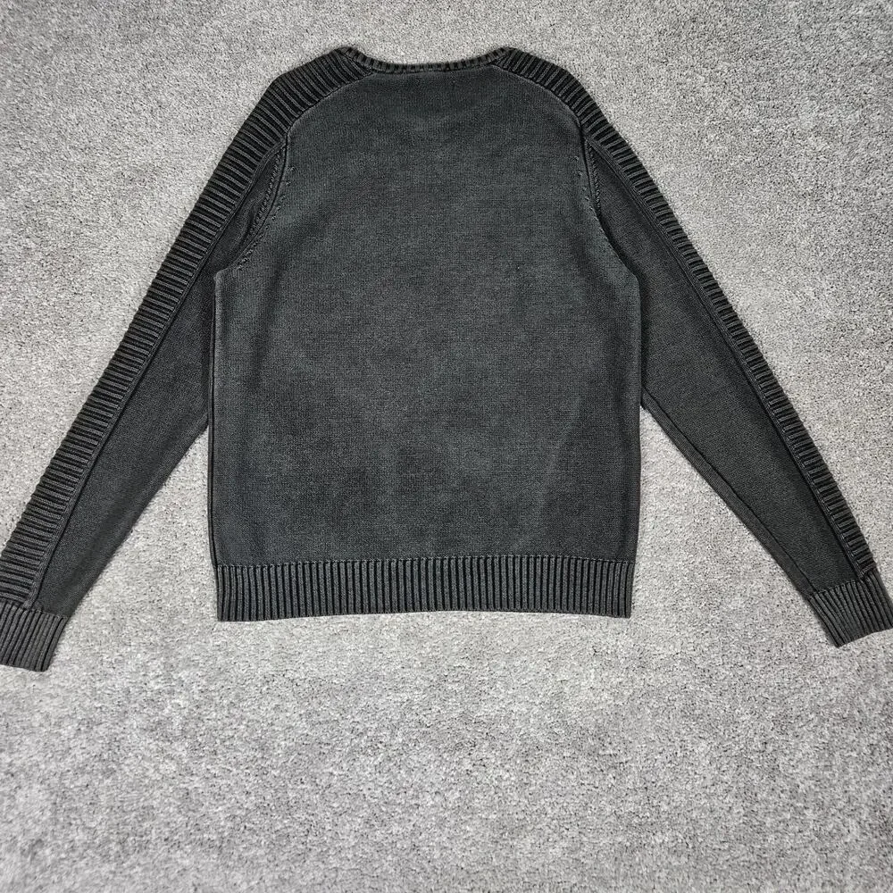 Carbon 2 Cobalt Sweater Men's Medium Charcoal V-Neck Rib Knit Cabincore Grunge